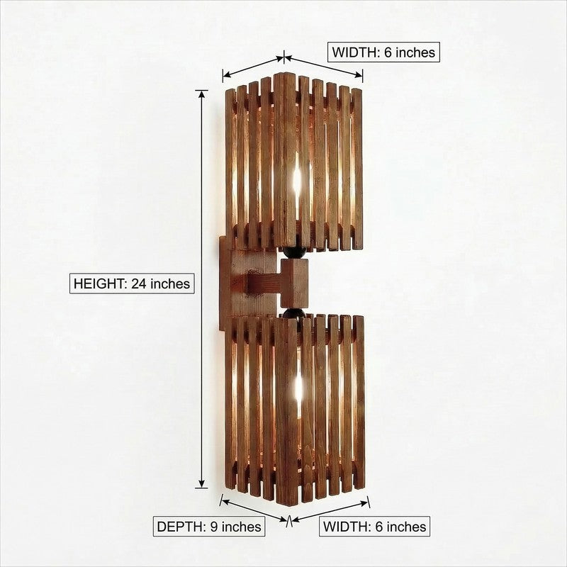 ParallelGlow Wooden Wall Lamp - Brown media 8