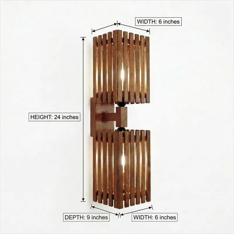 ParallelGlow Wooden Wall Lamp - Brown media 8