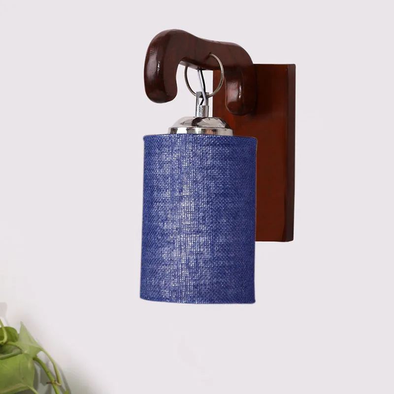 Klarion Jute & Wooden Wall Lamp - Blue media 3