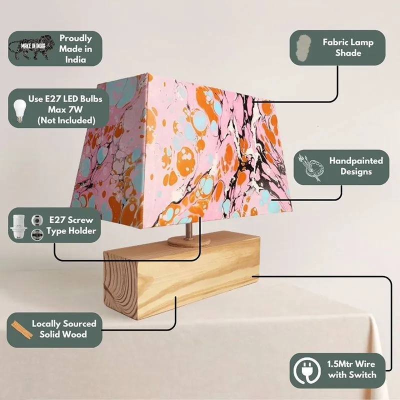 Marbling Sparkle Handpainted Fabric Table Lamp - Multicolor media 4