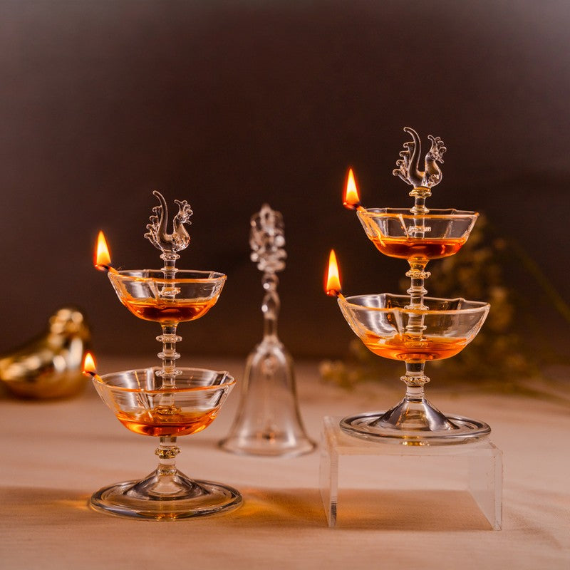 HaloGlow Glass Diya - Set Of Two