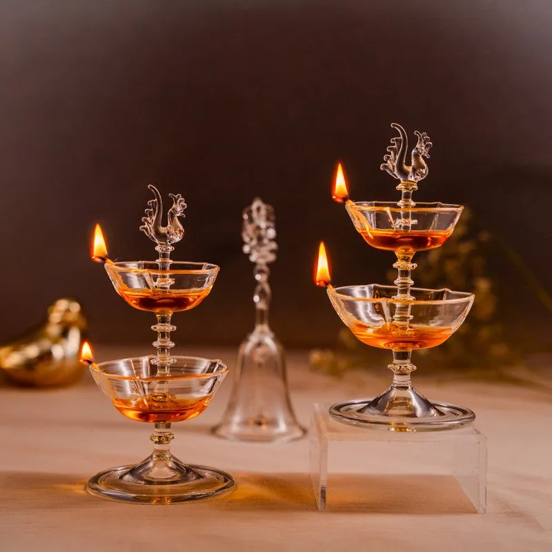 HaloGlow Glass Diya - Set Of Two media 1