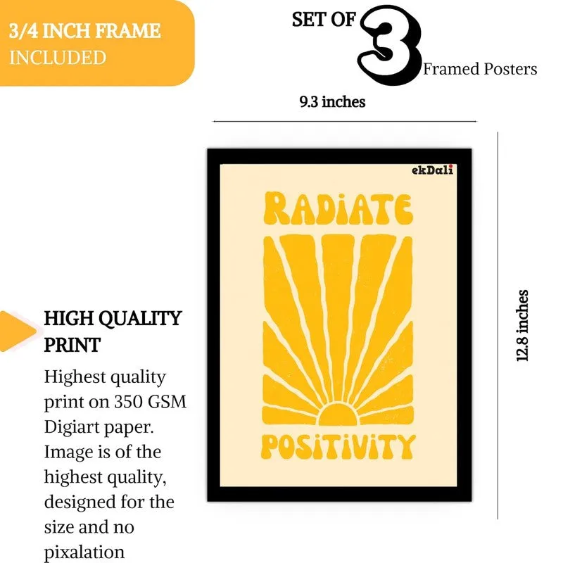 Positivity Pop Paper Wall Painting With Frame - Black media 10