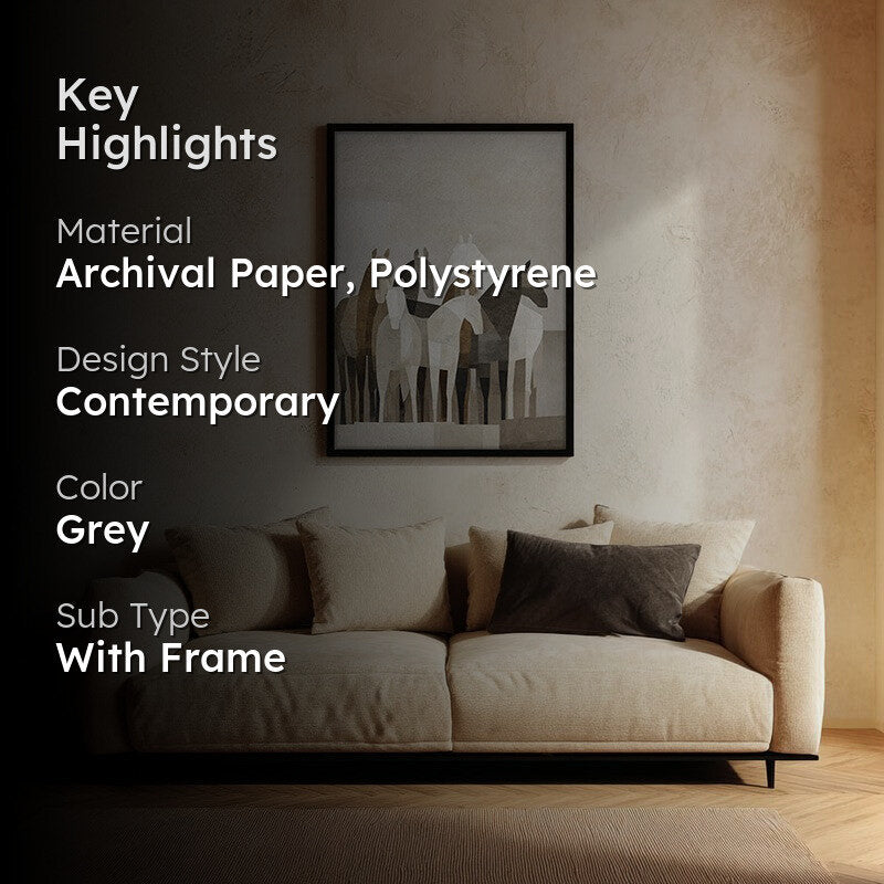 Drifting Horse Wall Painting With Black Frame media 2