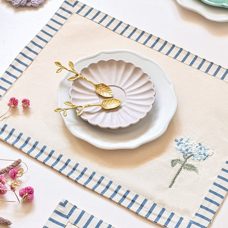 Striped Whimsy Embroidered Cotton Table Mat media 5