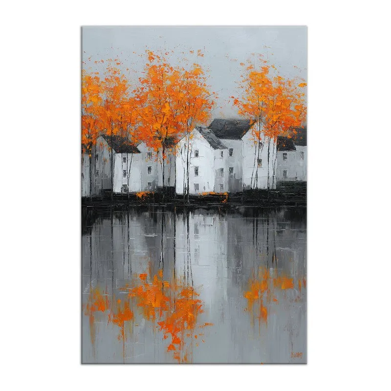 Serene Lakeside Homes Canvas Wall Art media 3