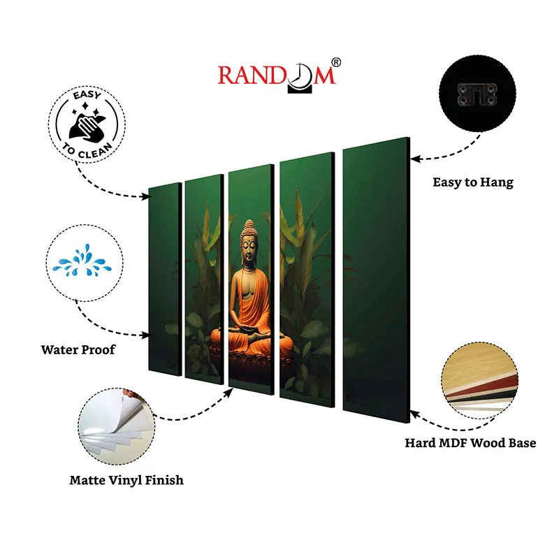 Buddha Of Green Canvas Wall Art - Set Of Five media 7