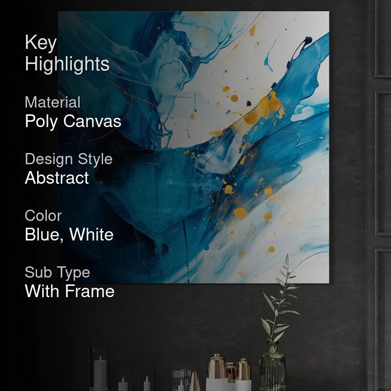 Abstract Waves in Blue and Gold Wall Painting media 2