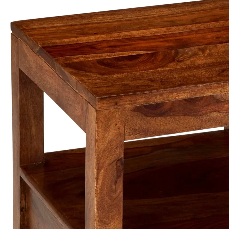 Vverix Sheesham Wooden Side & Bedside Table - Light Brown media 7