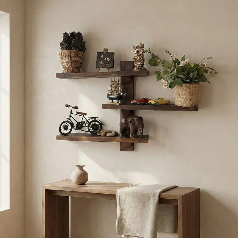 Tribeck Wooden Wall Shelf Organiser media 1