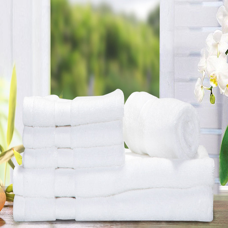 Miorah Hand & Face Towel Combo (White) - Six Piece Set