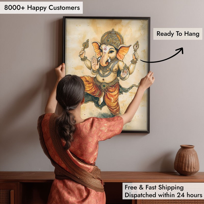 Shiva Shankari Spiritual Archival Paper Wall Painting With Frame - Black media 7