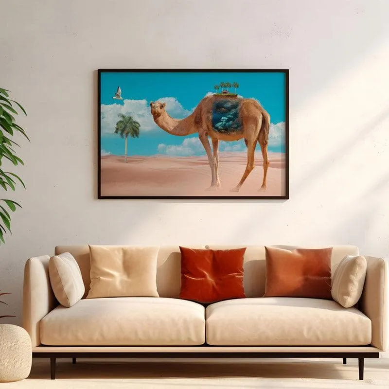 Camel Charm Canvas Wall Painting - Black Frame media 4