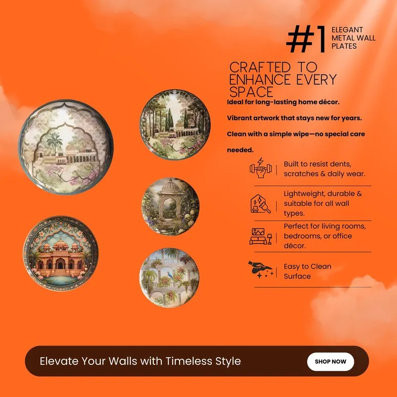 Rajwada Heritage Wall Plates - Set of Five media 5