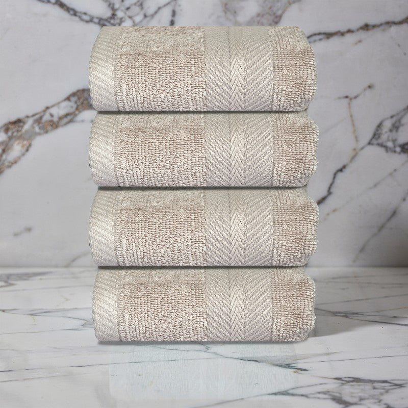 PlushAura Cotton Face Towel (Beige) - Set Of Four media 3