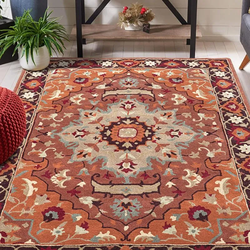 Nephthys Hand Tufted Ethnic Wool & Nylon Carpet - Rust Red media 3