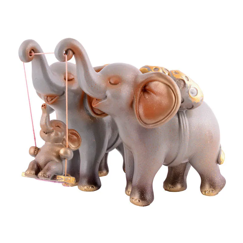 Tiny Tuskers Painted Polyresin Show Piece - Grey media 4