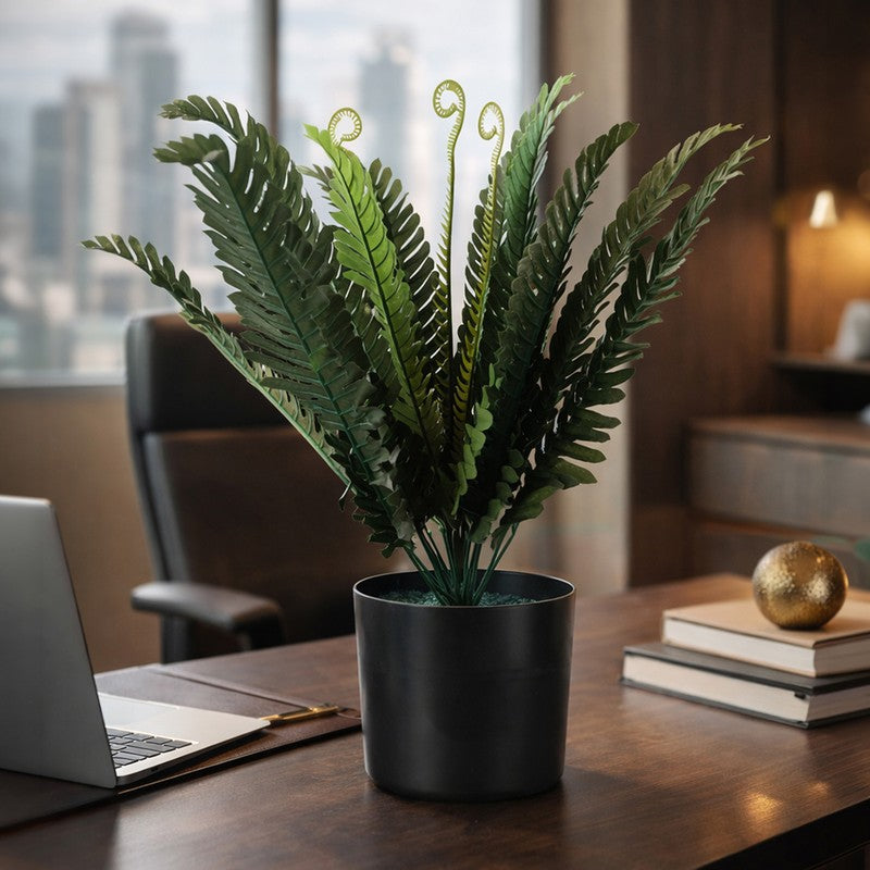Leaflix Fern Artificial Plant With Plastic Pot - 1.3 Feet