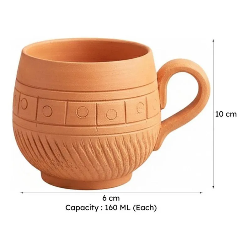 Raw Terracotta Tea Cup (160 mL Each) -  Set of Six media 7