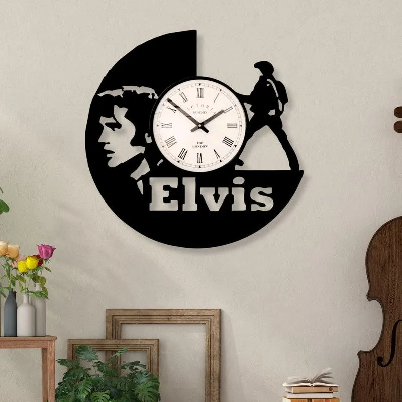 Elvis Steel Analog Wall Clock - Black media 1
