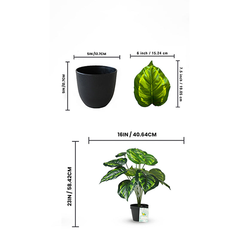 Faux Everlasting Birkin Philodendron Plant With Black Plastic Pot - 58 cm media 5