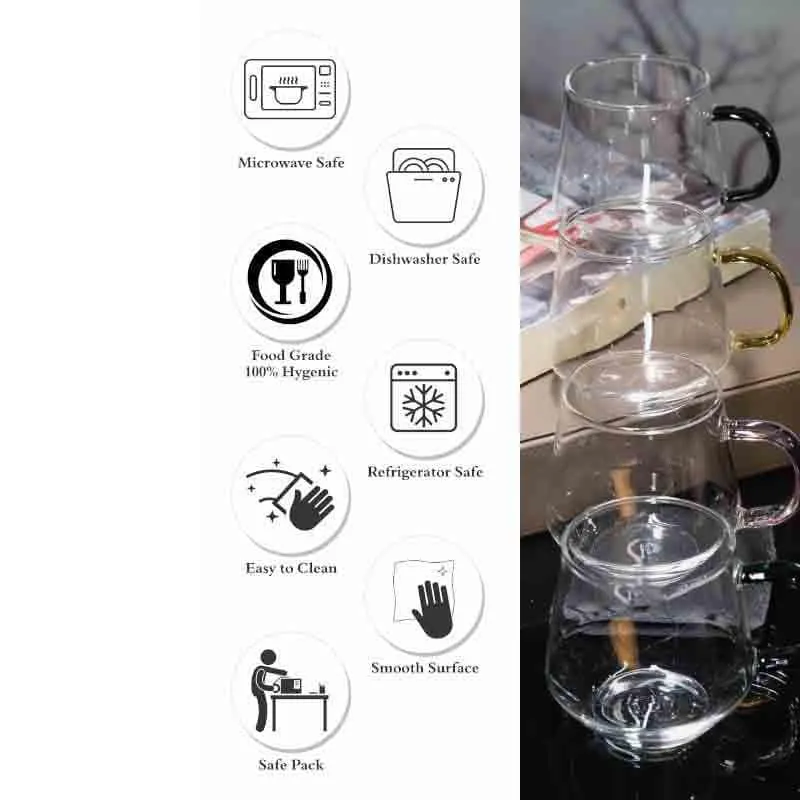 Mozaa Glass Cup (400 ML Each) - Set of Four media 6