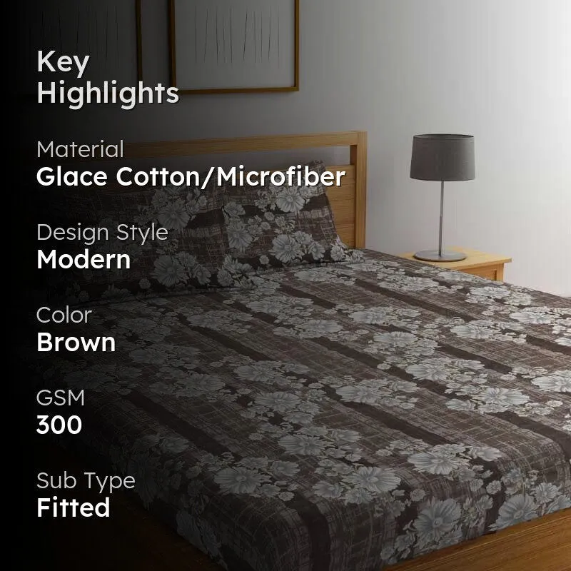 Moonbeam Magnolias Fitted Microfiber Bedsheet - 300 GSM media 2