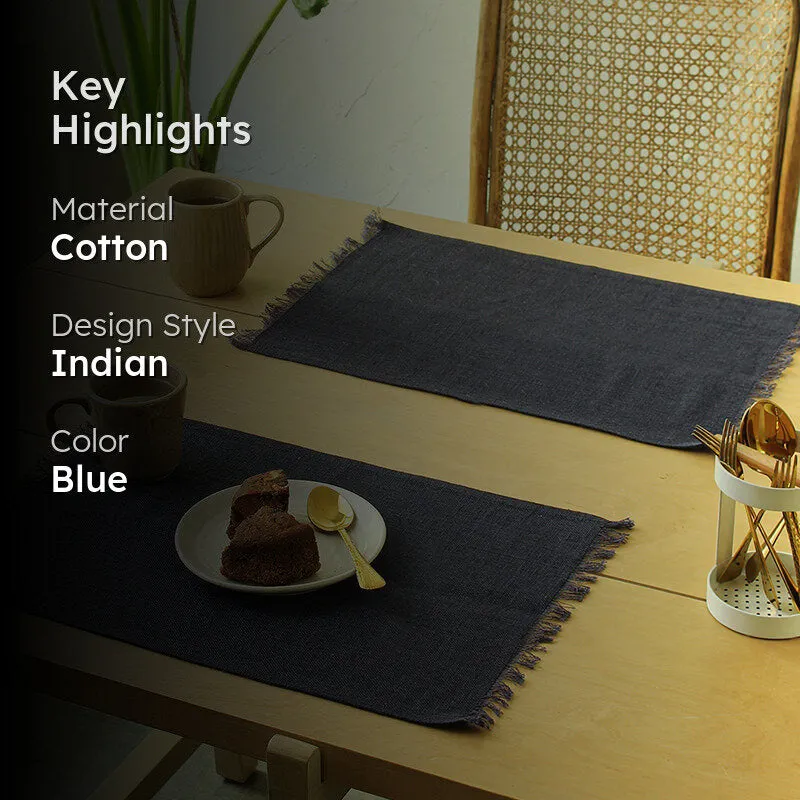 Opus Cotton Table Mat (Navy Blue) - Set Of Two media 2