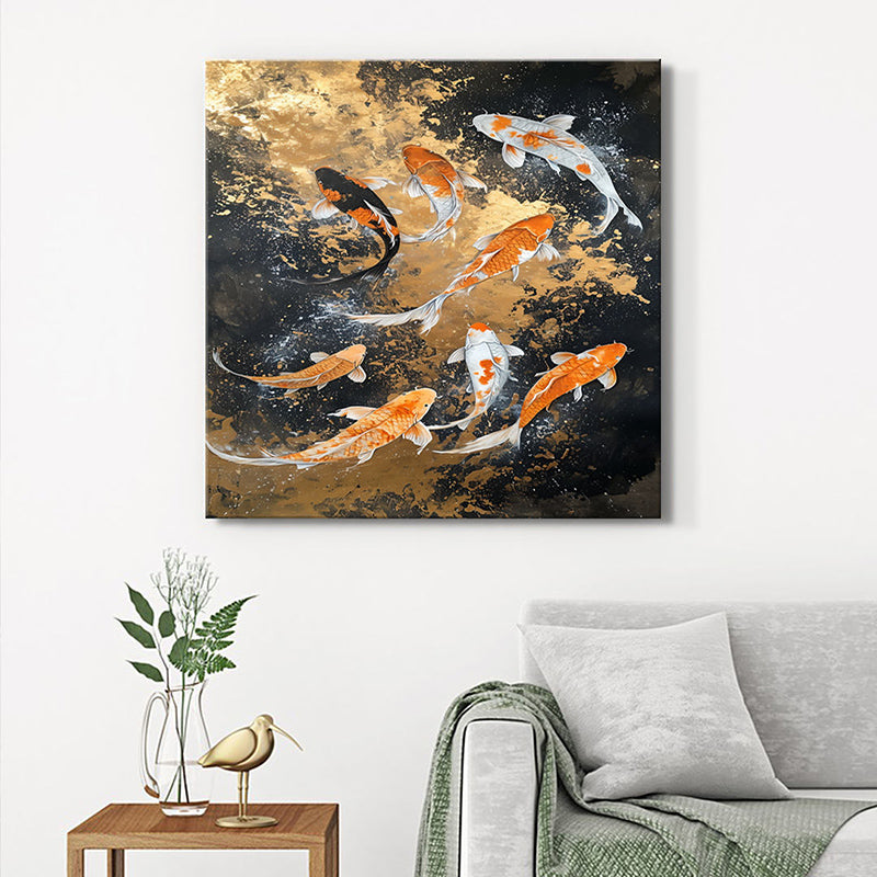 Koi Fish Poly Canvas Wall Painting