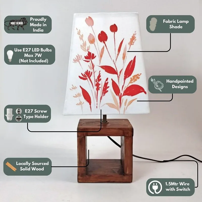 Scarlet Blossom Handpainted Fabric Table Lamp - Multicolor media 3