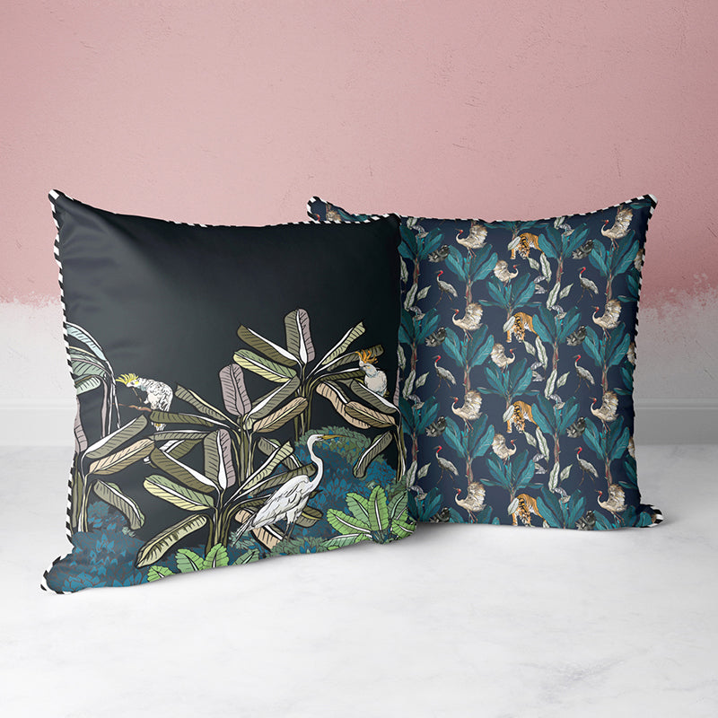 Ebru Printed Microfiber Cushion Cover - Set Of Two