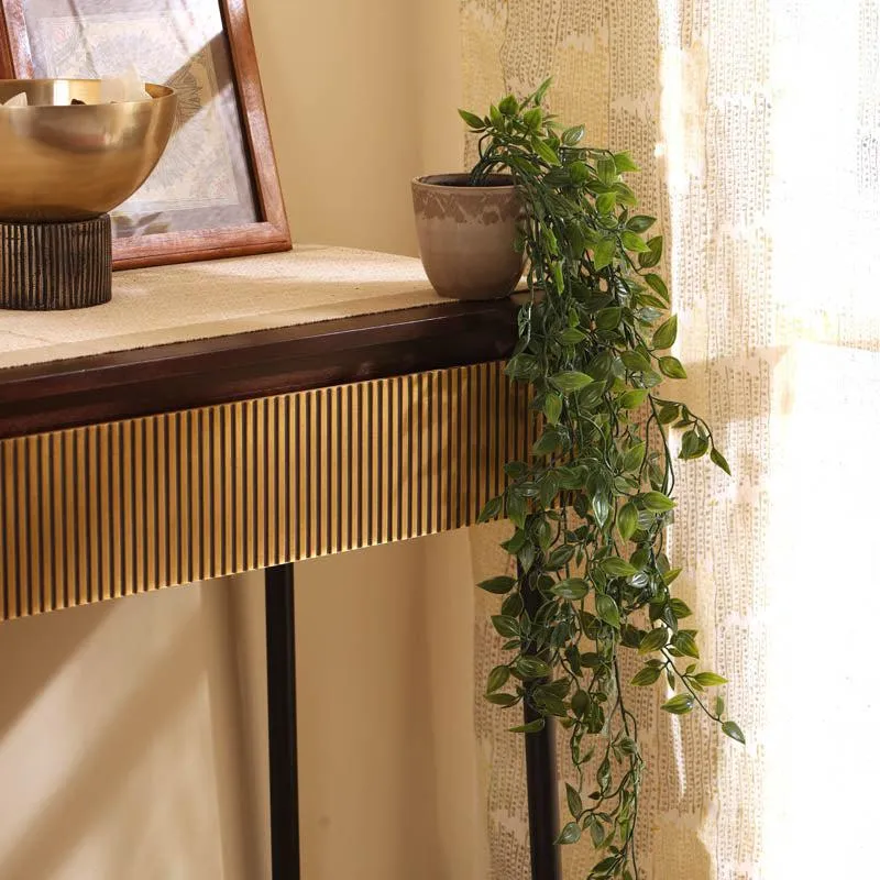 Artificial Leafy Green Hanging Plant With Black Plastic Pot (Set Of Two) - 3 Feet media 3
