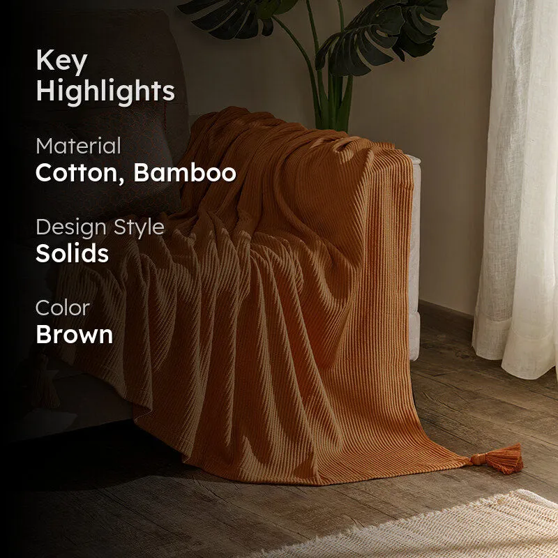 Nestlin Tassled Throw - Rust Brown media 2