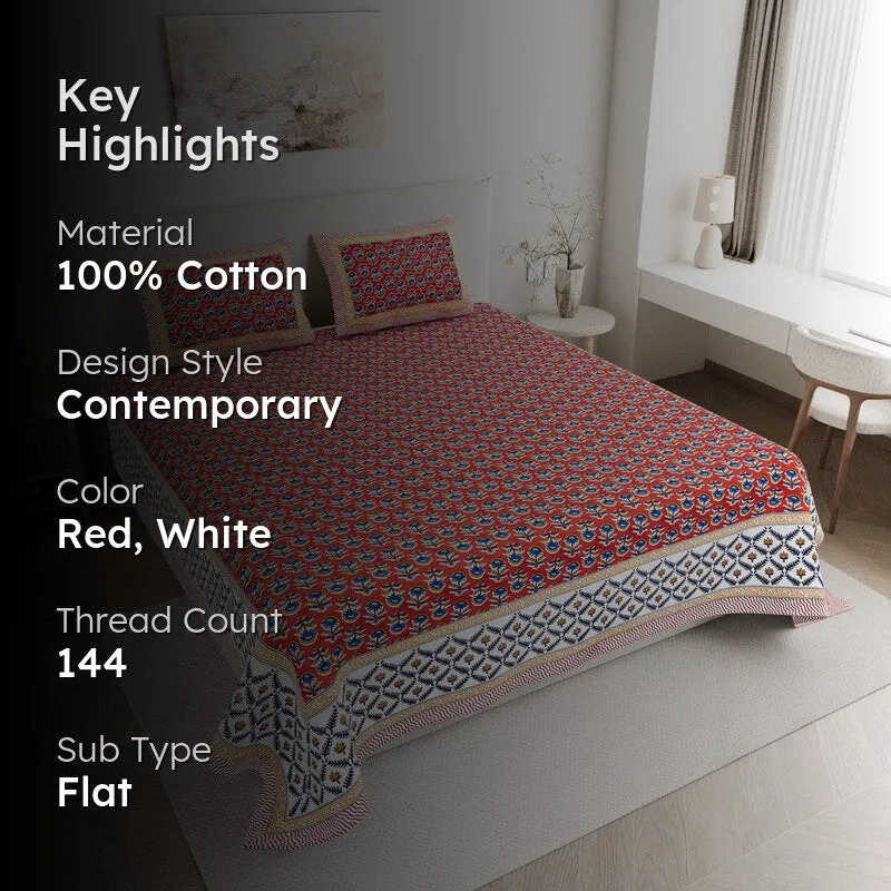 ImperialComfort Cotton Bedsheet (Red) - 144 TC media 2