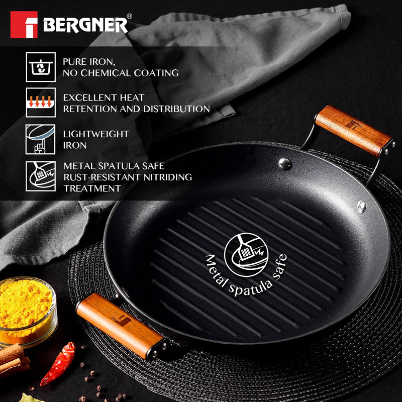 Bergner Odin Iron Round Grill pan With Wooden Handle - 28 CM media 4