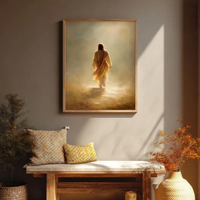 Divine Journey of Jesus Christ Archival Paper Wall Painting With Brown Frame media 1