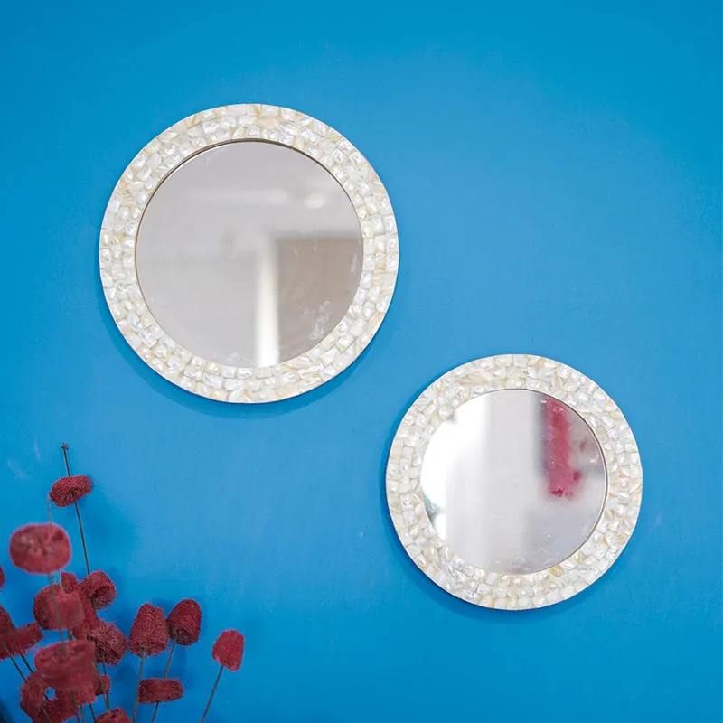 HaemaMother Of Pearl Decorative Mirror - Set Of Two media 1