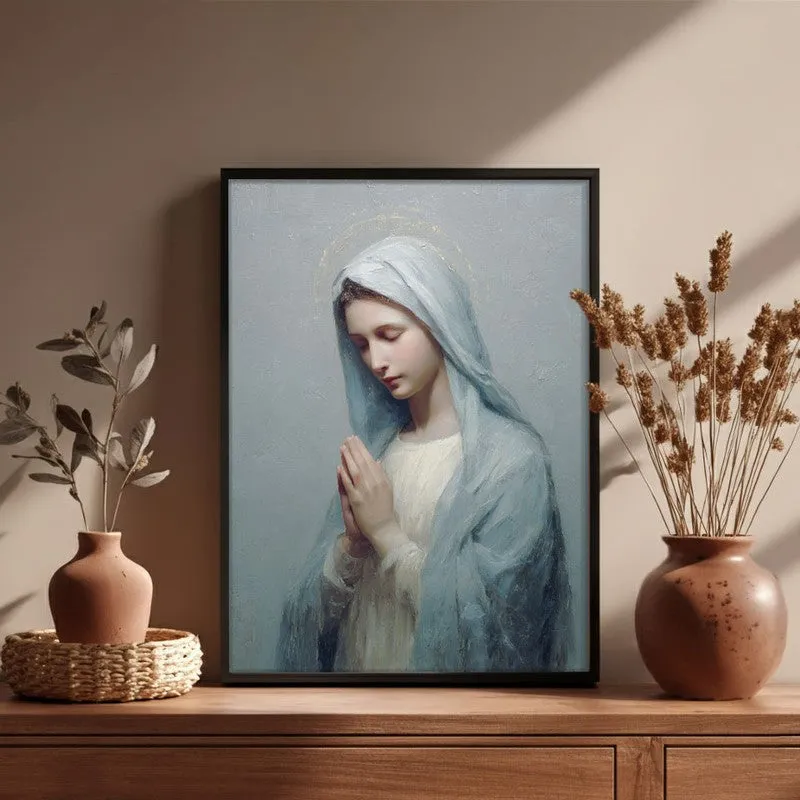 Mother Mary Archival Paper Wall Painting With Black Frame media 4