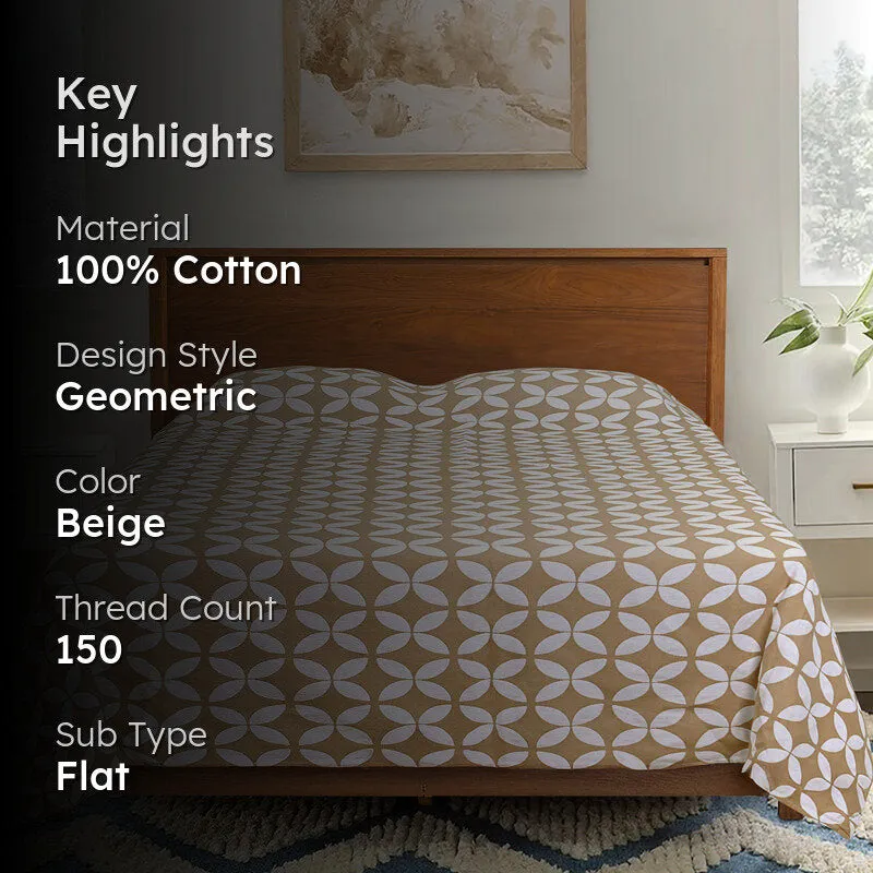 Saral Home Dhadki Cotton Bedsheet (Beige) - 150 TC media 2