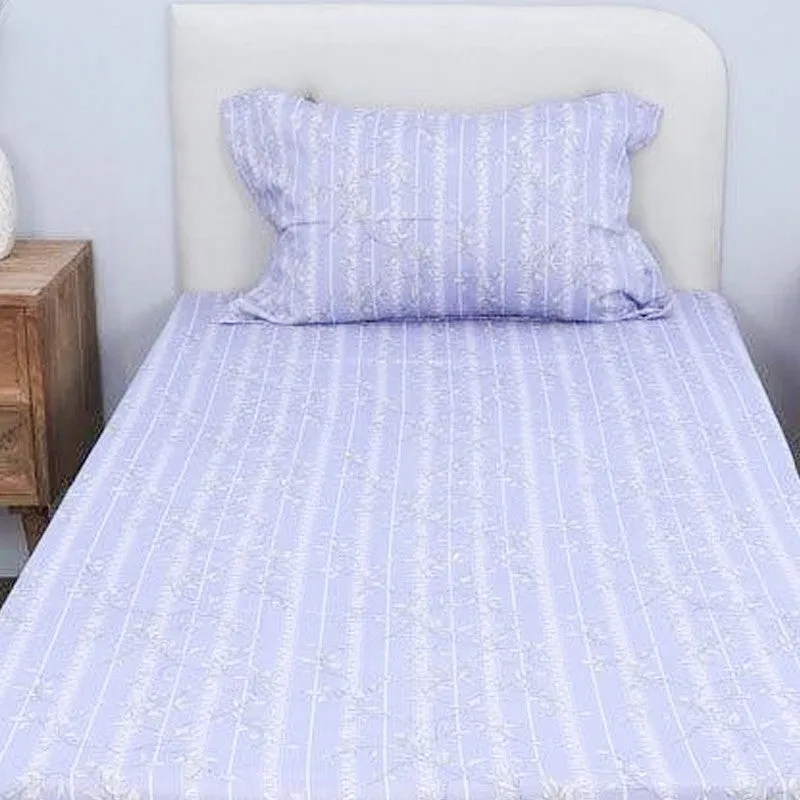 Grassy Flora Printed Cotton Bedsheet (Purple) - 200 TC media 4