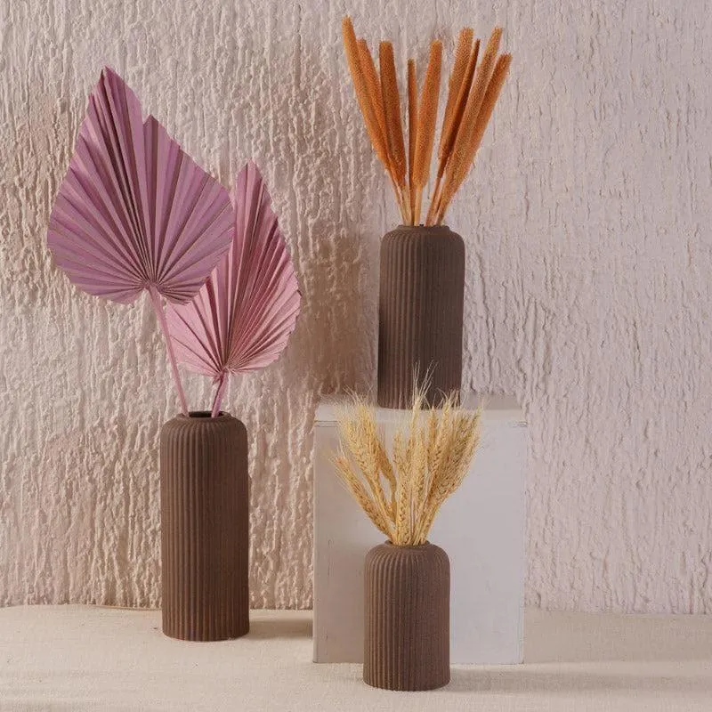 Miso Ribbed Vase (Brown)- Set Of Three media 1