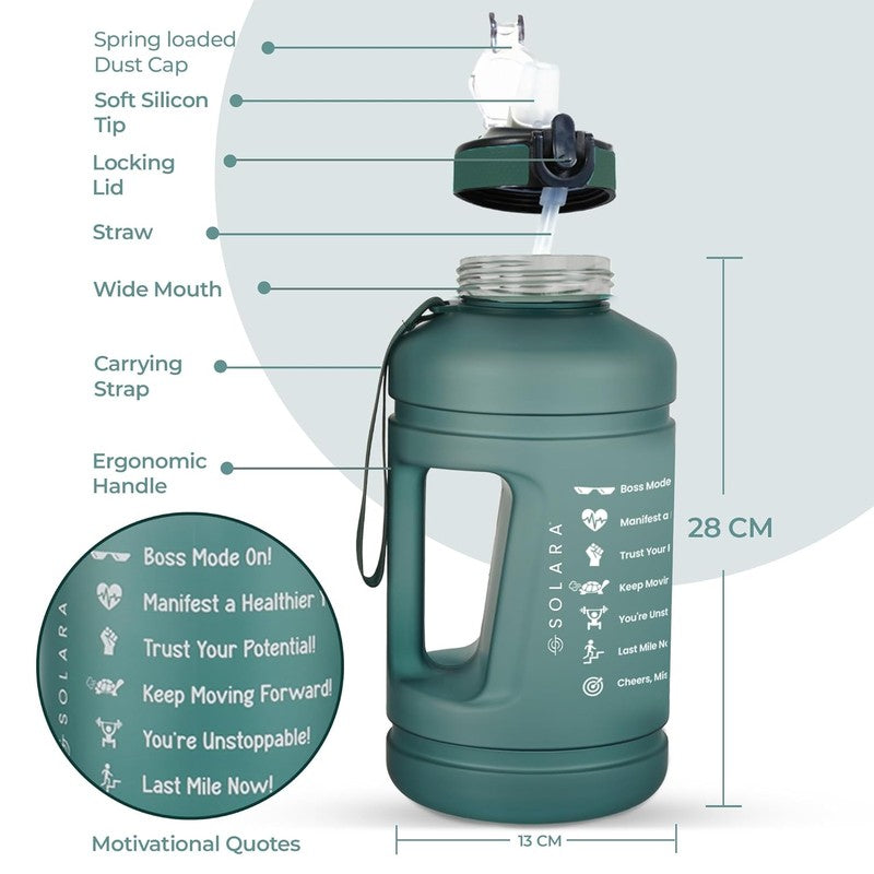 Solara Plaino Plastic Water Bottle (2200 mL) - Green media 9