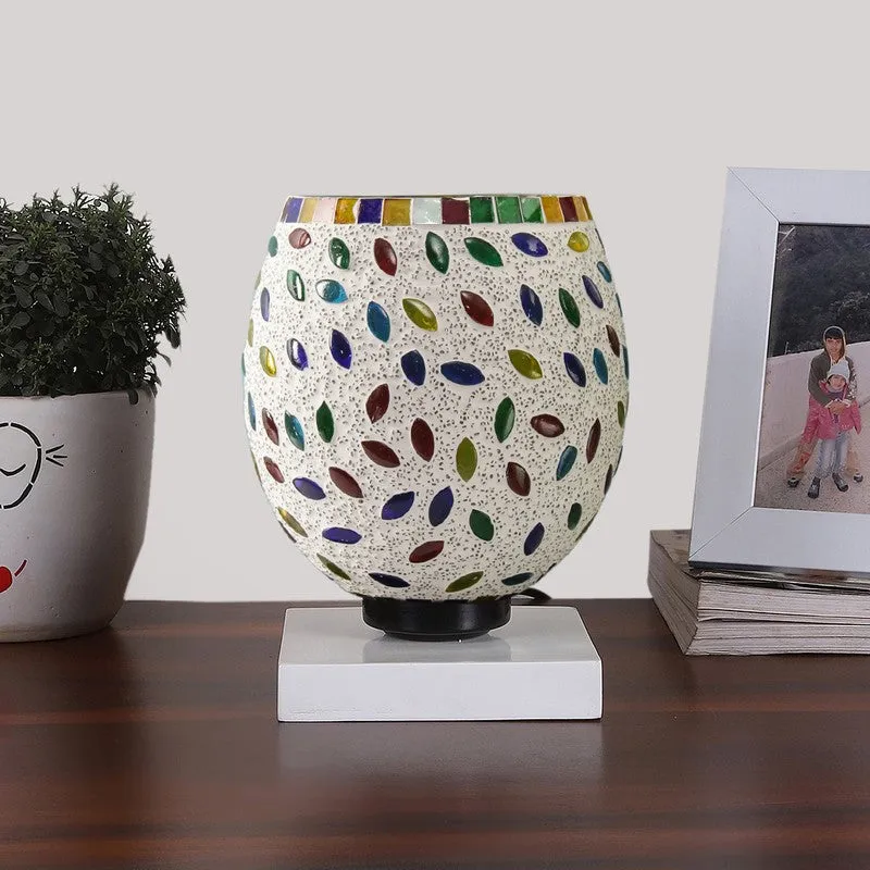 Glimara Mosaic Glass Table Lamp With Wooden Base - Multicolor media 4