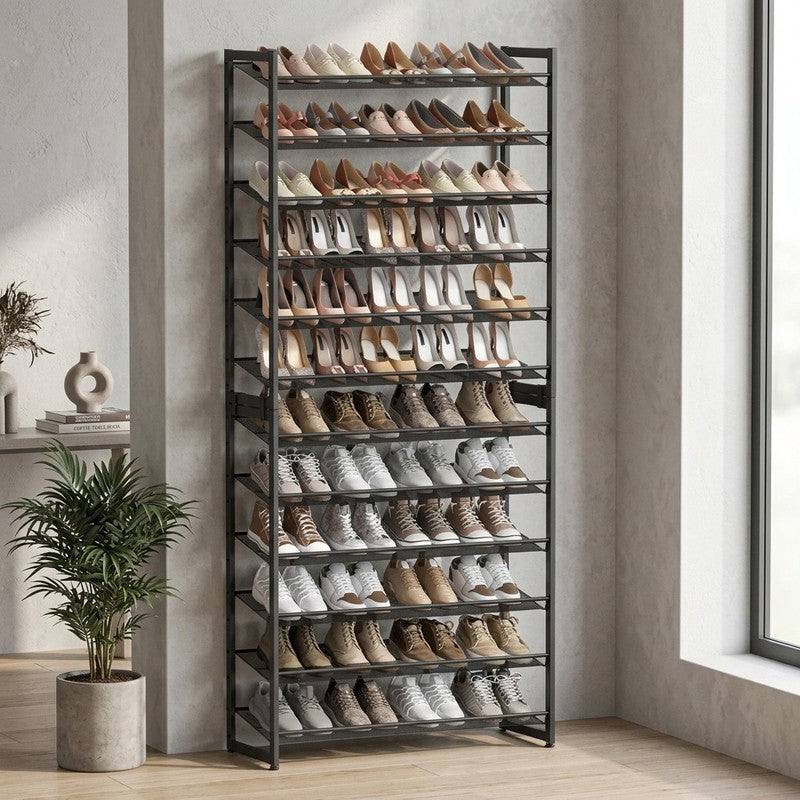 Elegant Metal Shoe Rack - Black