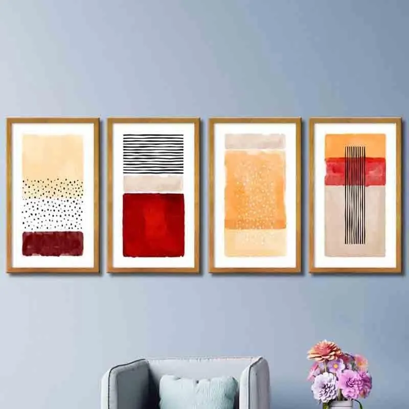 Interplay Abstract Poly Canvas Wall Art - Set Of Four media 1