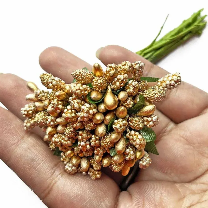 Faux Gypsophilia Flower Bunch (Golden Yellow) - Set Of Twelve media 4