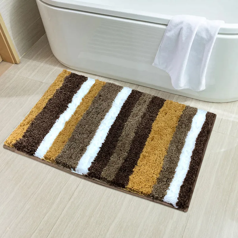 Strip Soft Microfiber Bath Mat - Brown media 1