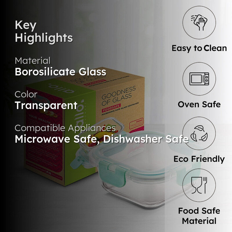 Grabzo Leak Proof Glass Lunch Box - 310 ML media 2