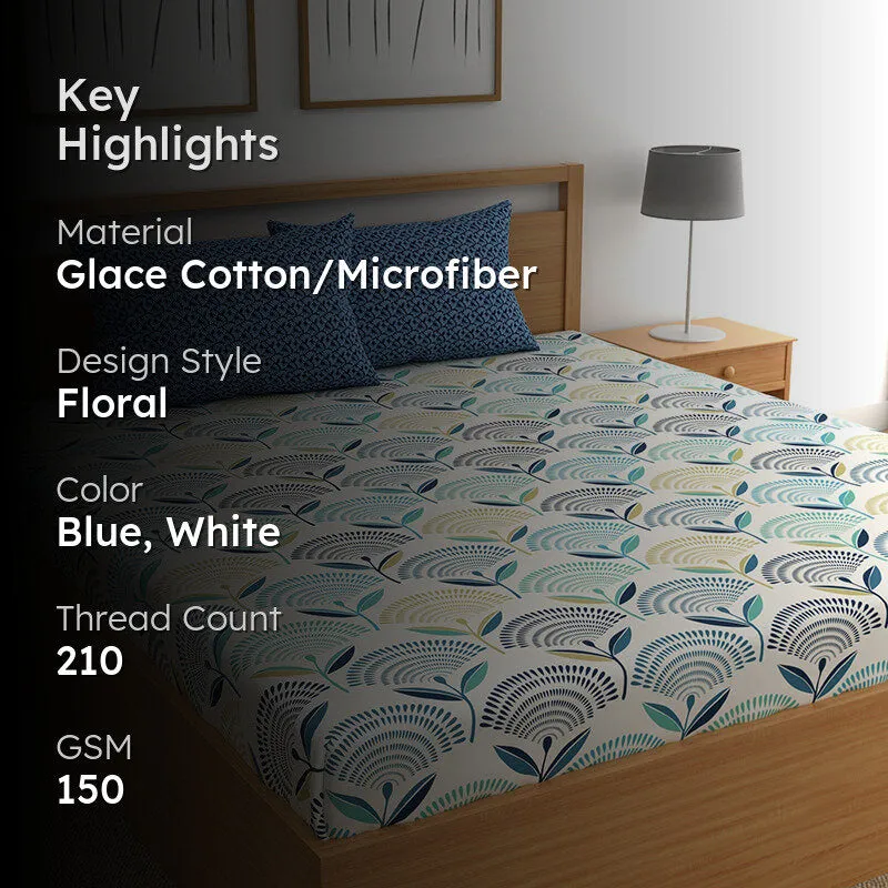 Blooming Ocean Floral Microfiber Microfiber Bedsheet - 150 GSM media 2