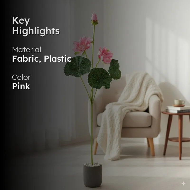 Lotus Bloom Stem with Leaves - Pink media 2